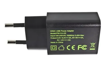 DINIC USB Quick Charge 3.0 Ladeadapter + USB C Kabel 3,6V~5,9V/3A; 6~9V/2A; 9V~12V/1,5A